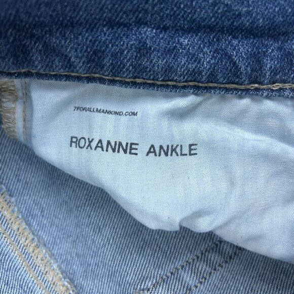 7 for All Mankind Roxanne Ankle Raw Hem Jeans Womens 29 Blue Five Pocket 7FAM - Picture 4 of 13